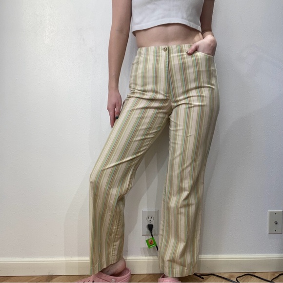 Sigrid Olsen Pants - Vintage Pastel Striped Straight Leg Pants